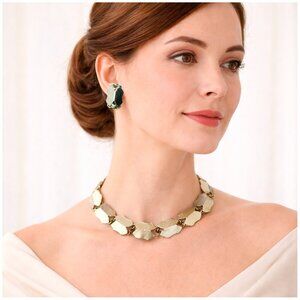 Vintage Gold Tone Choker Necklace Clip On Earrings Set 17” Length  – Hey Viv